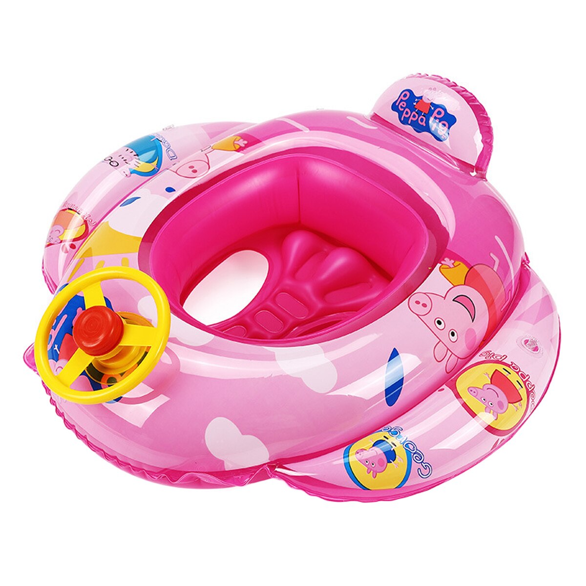 Summer Baby Swimming Ring Cartoon Cute with Steering Wheel Thick Cute Round Shape Watering Float Seat Ring: B
