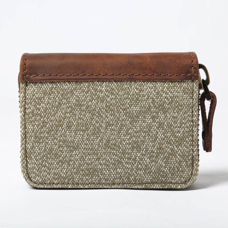 Retro canvas gestikte leren kaarthouder, mannelijke kaarthouder, ultradunne id-kaarthouder, grote capaciteit, compacte kaarthouder: Amy green