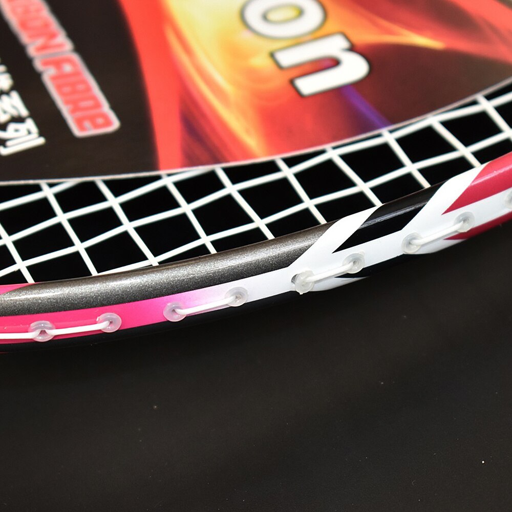 Landson uma raquete de badminton durável de fibra de carbono rosa com alta densidade composta sistema absorção de choque raquete de badminton