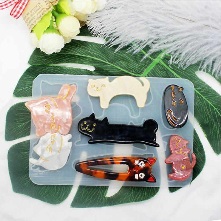 Transparent Silicone Mould Resin Decorative Craft DIY cat hairpins Mold epoxy resin molds for jewelry