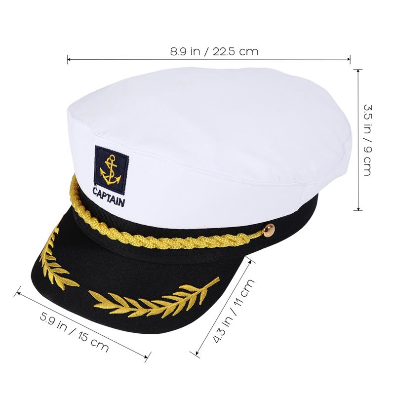 Voksen yacht båd skib sømand kaptajn kostume hat kasket marineblå marine admiral broderet kaptajn hat (hvid)