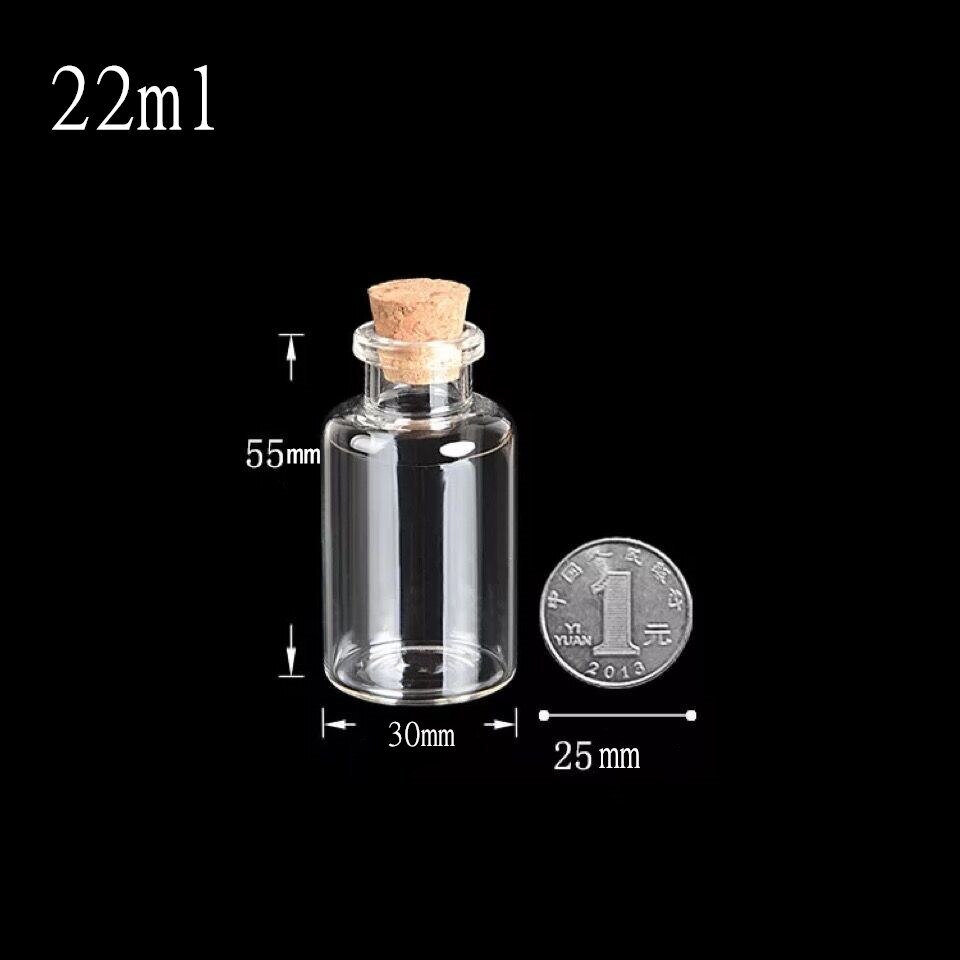 25pcs Transparent Lead-Free Glass Sealed Can Storage Tank Food Grains Storage Jar Cork Tea Containers Kitchen Storage: 30x55mm 22ml