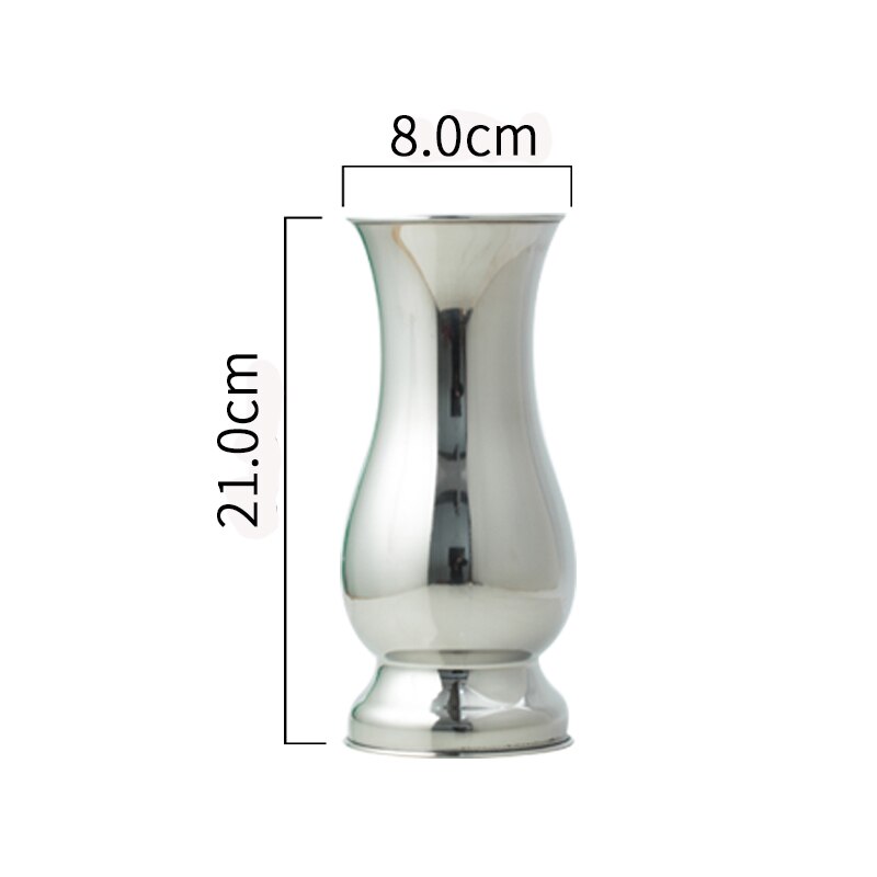 Chinese Stijl tafelblad Vazen Moderne Minimalistische Mode Ornamenten Ambachten Decoratieve Roestvrij Staal Vaas metalen Vazen: 3.2inch Silver