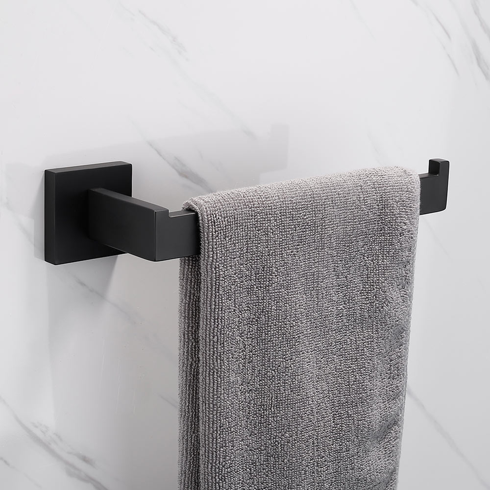 Accesorios de baño de acero inoxidable negro mate, conjunto de ganchos para bata, toallero, toallero y soporte para papel higiénico