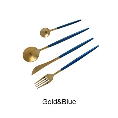 4 Stck einstellen Edelstahl Besteck einstellen Luxus Geschirr 10 Farben Erhältlich Gabel Messer Nachtisch Geschirr Gold Silber Schwarz: Blau gloden