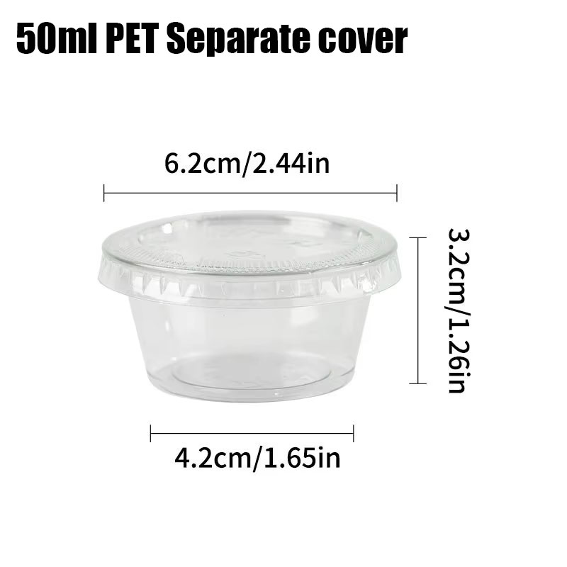 50/100 pièces 2oz Portion tasses avec couvercles jetable en plastique Sauce conteneur boîte salade pansement assaisonnement Mini cuisine organisateur: Gris clair / 1-tier