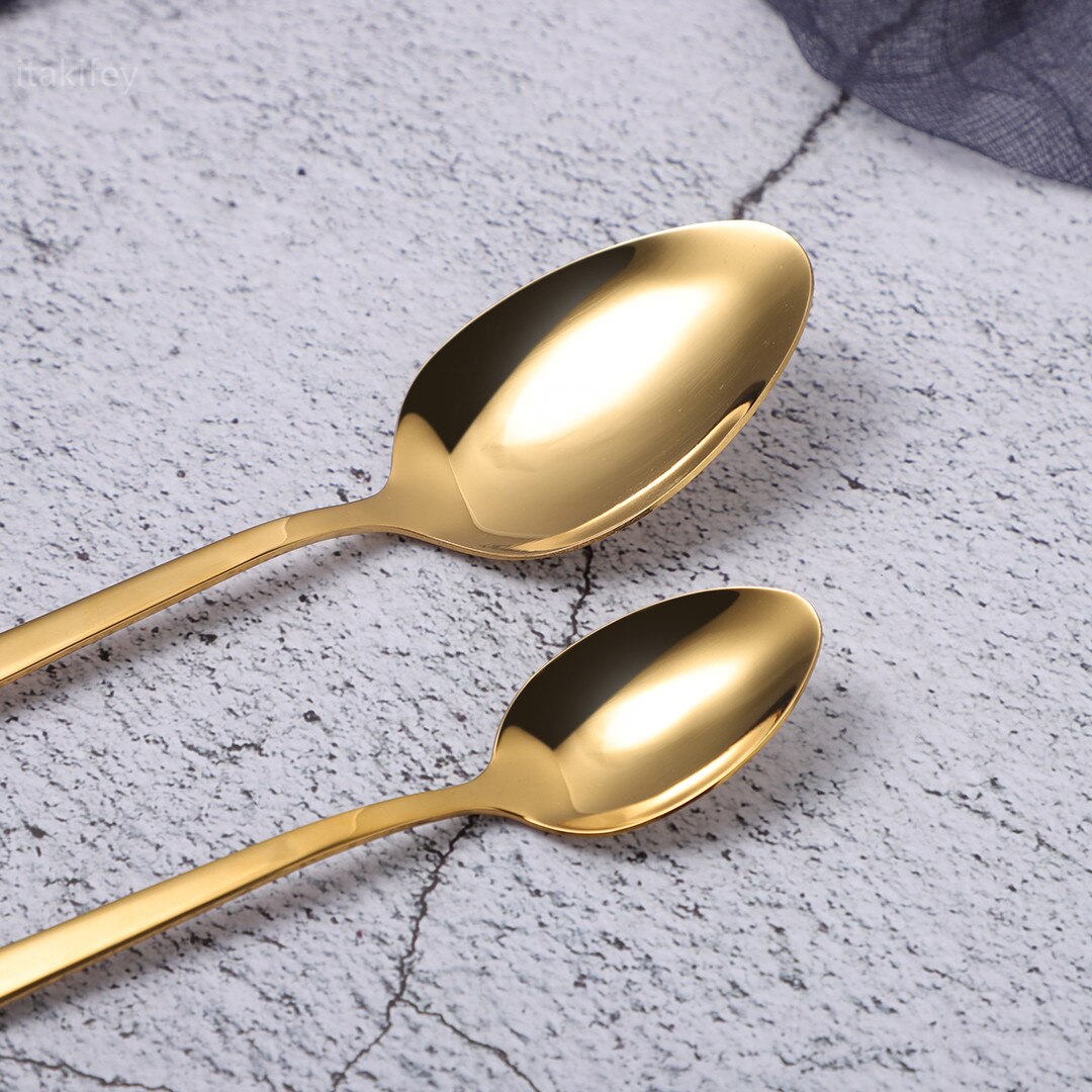 4Pcs 18/10 Stainless Steel Dinnerware Set Golden Cutlery Spoon Fork Knife Western Cutleri Silverware tableware Set Supplies