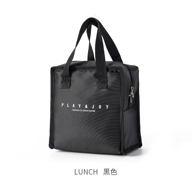 Bolsa térmica de aislamiento fresco para el almuerzo, fiambrera térmica, organizador de almuerzo, soporte para el almuerzo, contenedor de almacenamiento: Black Small