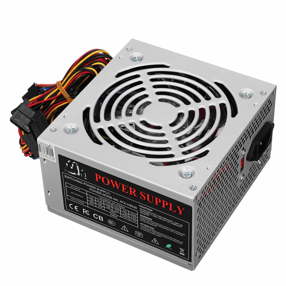 Fuente de alimentación de 530W para Pc módulo Delgado LED pasivo de PFC fuente de alimentación del ordenador ATX SATA Desktop aplicable a todas las CPU 110-230V EU