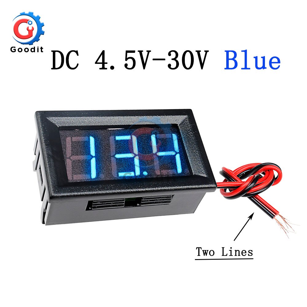 Dual LED Display Mini Digital Voltmeter Amperemeter DC 100V 10A Panel Amp Volt Spannung Strom Meter Tester 0,56" weiß/Schwarz Fall: 5-30V 0.56 inch Blue