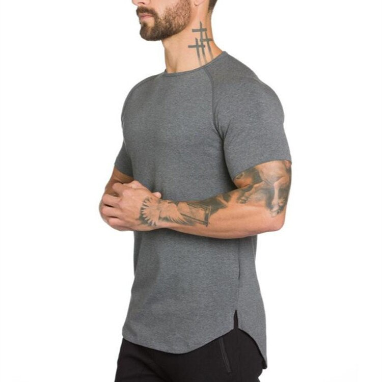 Muscleguy t-shirt long pour homme, Hip Hop, gym, Extra Long, musculation et Fitness: Gris foncé / L
