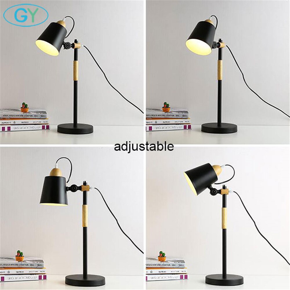 7W Led Bulb desk Lamps Flexible wood Table Lamp Office Studio Home Wooden Table Desk Lighting for Bedroom/Living Room/Cafe Bar