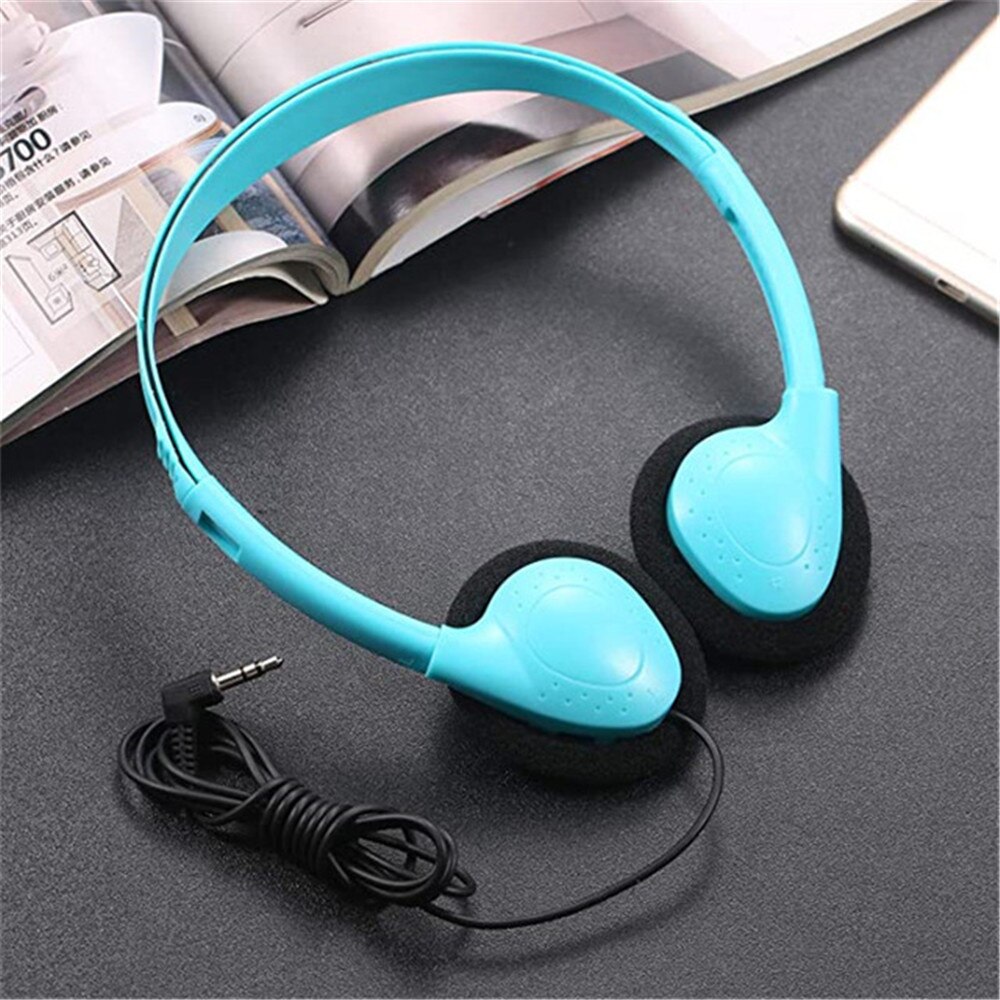 Kids Headphones With 3.5mm Pulg Wired Computer Headset Children Over Head Foldable Stereo Headset for IPhone iPad Tablet Mp3: Light Blue 2 Pack