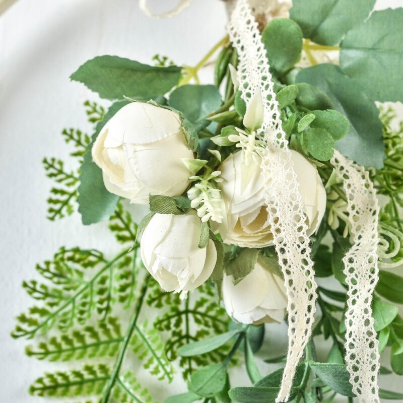 Ścienny bambusowy wieniec nie znikną girlanda sztuczny kwiat wiszący pierścień dekoracyjne rekwizyty salon ślubny wystrój domu #