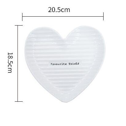Heart-shaped Ceramic Salad Plate 6/8 Inch Dinner Plate for Meat, Appetizers, Dessert, Food, Party, Red, White,Pink,Blue assiette: 8 inch -White