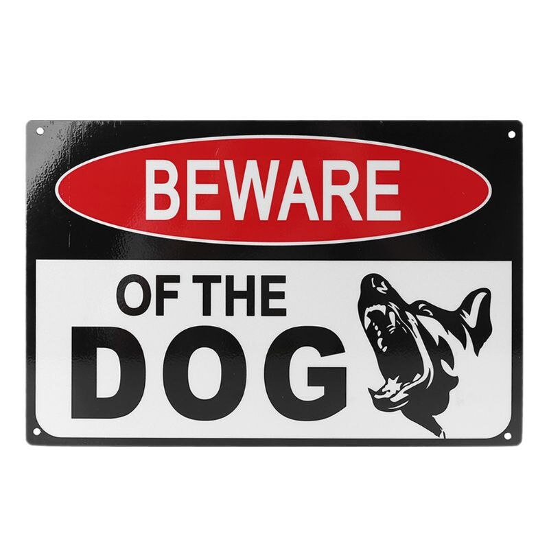 Indoor Outdoor Use 30x20cm 11.8x7.8 Inches Aluminum Beware of Dog Sign Indicator for Fence Gates Wall Guard Dog Signs: Black