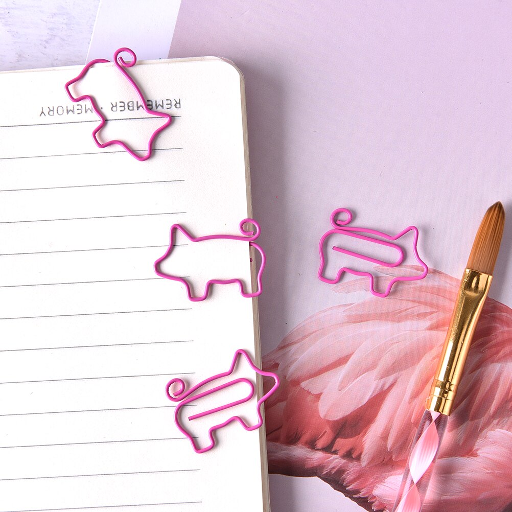 4Pcs/lot Pink Flamingo Pig Bookmark Planner Paper Clip Metal Material Bookmarks For Book Stationery School Office Supplies