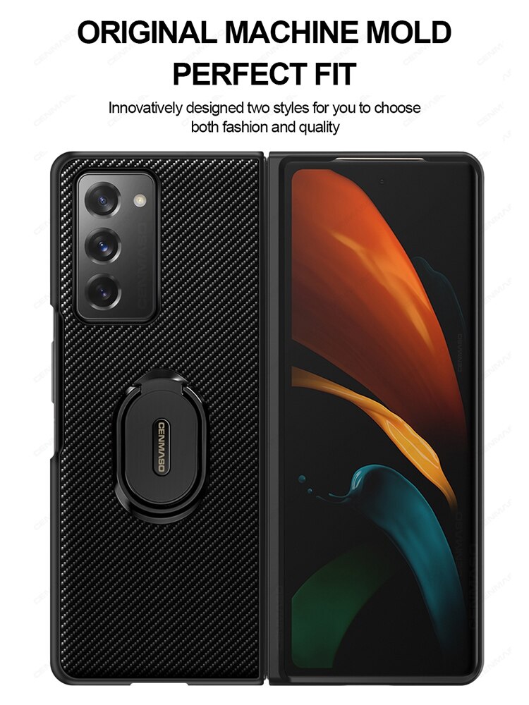 per Samsung galassia Z piega 2 Caso Ebaicase Originale in Fibra di Carbonio struttura con Il Supporto di Cuoio Della Copertura Posteriore per La Galassia Z piega 2 Caso