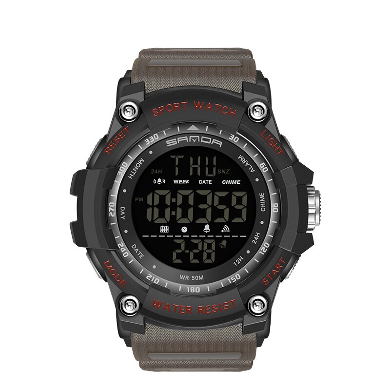 Top Horloge 50M Waterdicht Heren Horloges Stopwatch Quakeproof Digitale Horloge Mode Man Sport Klok Sanda Horloges: coffee