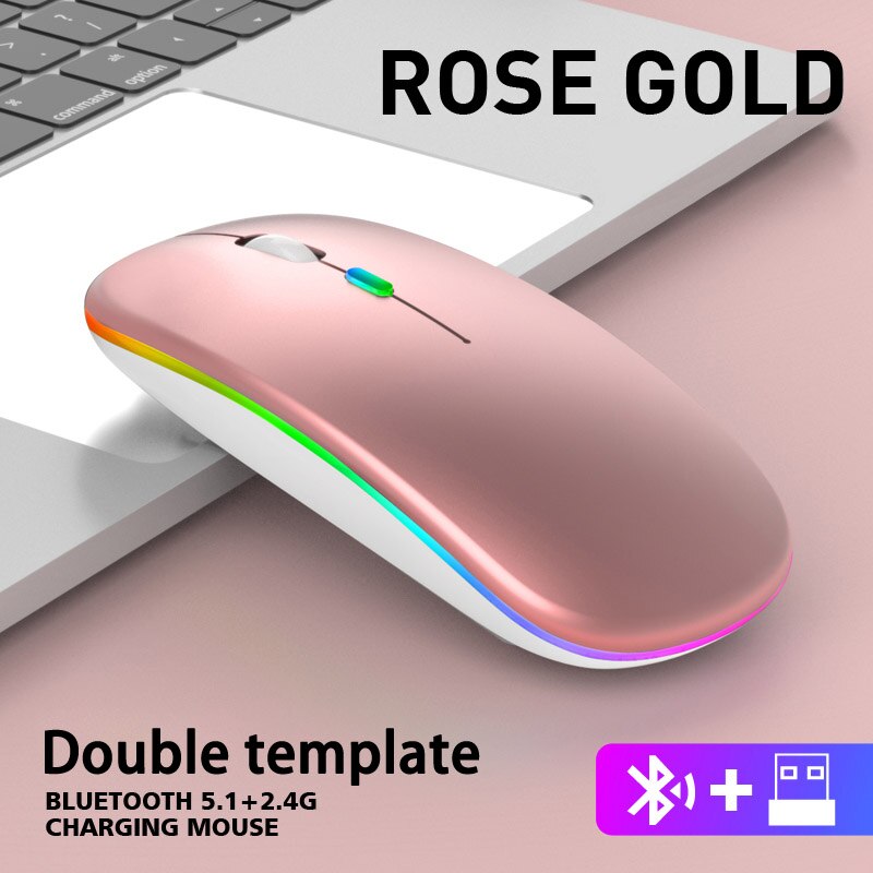 Bezprzewodowa mysz z Bluetooth RGB akumulator Silent Mause 2.4G ergonomiczne myszy do gier myszka komputerowa dla gracza Laptop akcesoria PC: 006