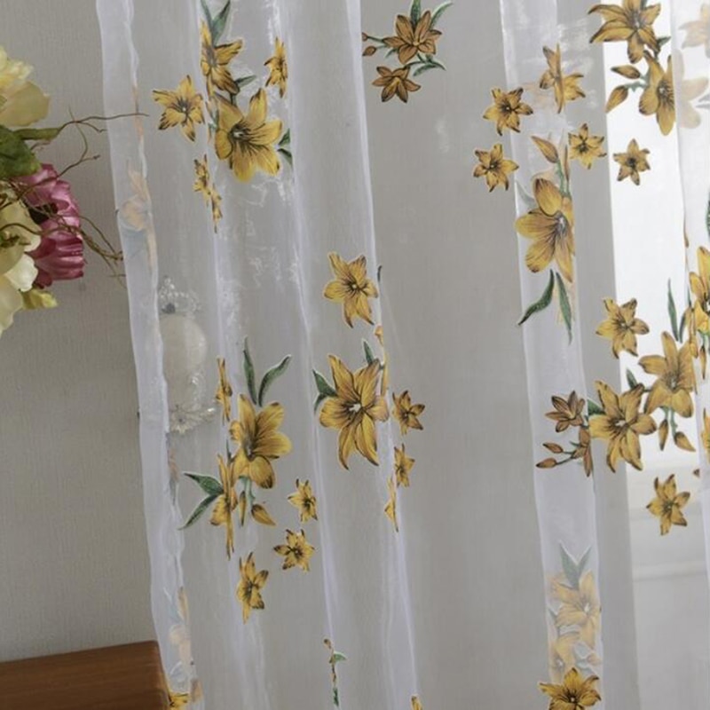 Simple blomster gardin broderede rene gardiner til stue gardin til køkkengardiner til børns soveværelse