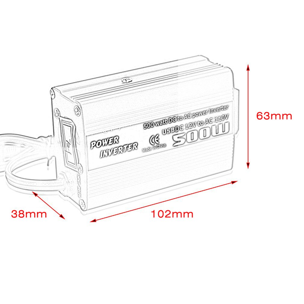500W DC to AC Power Converter DC 12V to 110V 220V AC Car Inverter Automatic Transformer With Dual USB Car Adapter