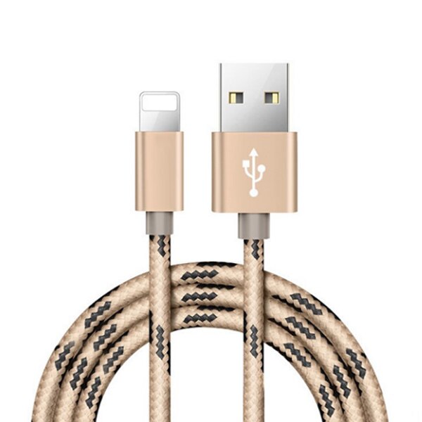 NOHON Nylon USB Lade Datenkabel Für Apple Für iPhone X 7 6 8 6S 5S Plus XS MAX XR Für iPad Mini 8 Pin Schnelle Lade Kabel 2M: Gold / 2m