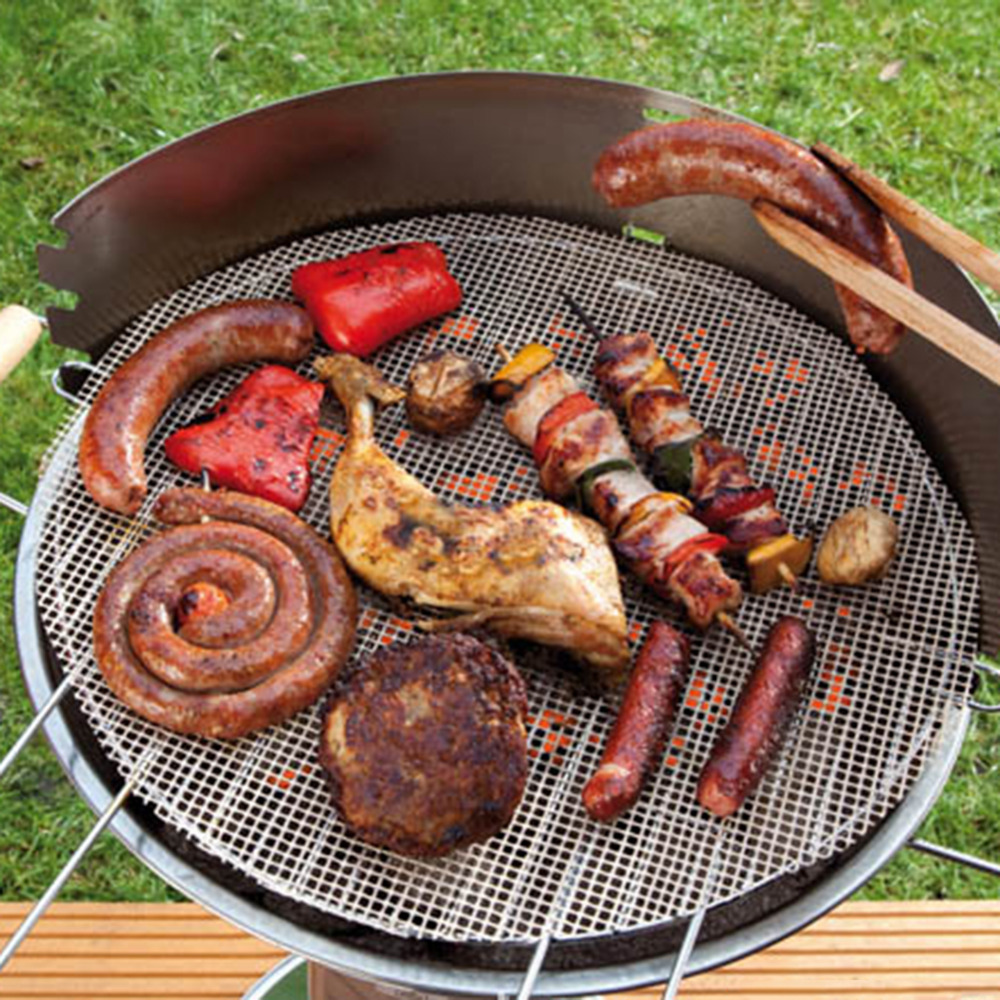 Round Barbecue Mat Heat Resistance and Non-stick Telflon BBQ Mat Pad Round Shaped Easy to Clean Size Dia 40cm