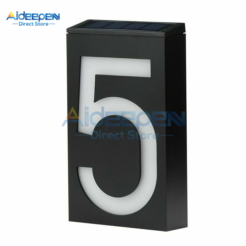LED Digital Solar Power Light Sign House Number Doorplate Door Number Address Digits Wall Mount Number With Battery For Home
