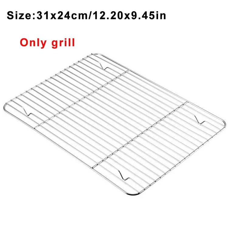 Bandeja para hornear galletas con parrilla Rectangular de acero inoxidable con rejilla de enfriamiento extraíble, utensilio de cocina, bandeja antiadherente adecuada para horno: Verde militar