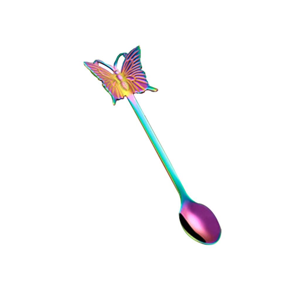 Butterfly Stainless Steel Coffee Spoon Milk Teaspoon Dessert Snack Scoop Ice Cream Stirring Spoons Kitchen Dining Tableware,1PCS: 7