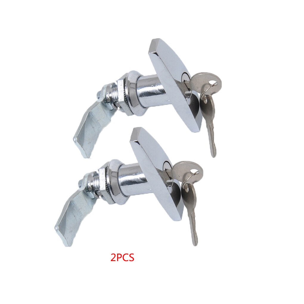2 Set Turn T-Handvat Slot Met Sleutels Vervanging Voor Trailer Caravan Toolbox Verdeelkast Truck Rv: WHITE