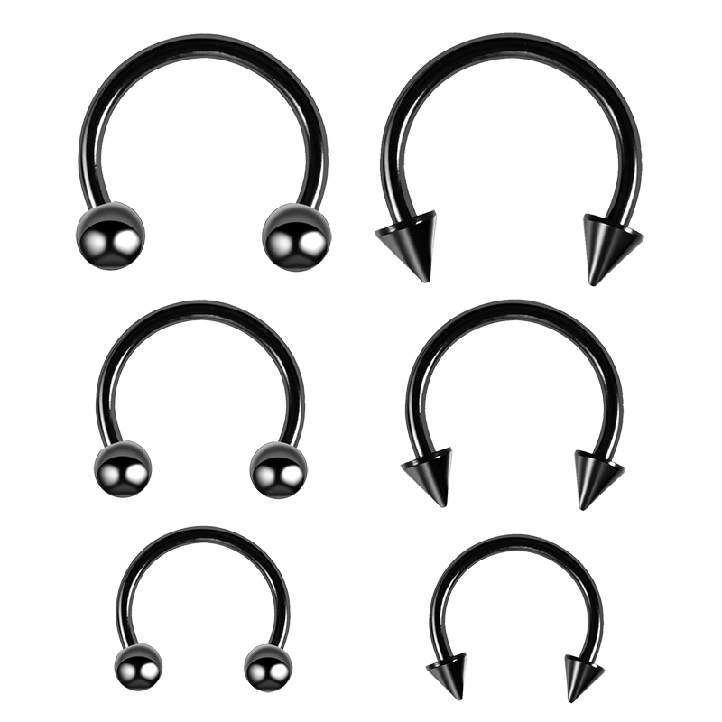 6 Stuks Septum Neus Piercing Ring Cirkelvormige Hoefijzervormige Halters Voor Oorlip Wenkbrauw Lichaam Pirercing Bal Kegel Cbb Stalen Hoepel 20G 0.8Mm: Antique Copper Plated