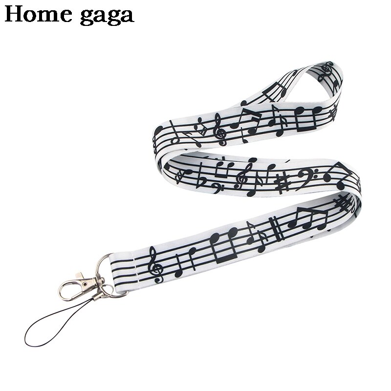 Homegaga-cordones de notas musicales D2913, correa de cuello artística para llaves de teléfono móvil, Soporte para tarjeta de identificación, cordón para llaves, cuerda colgante DIY