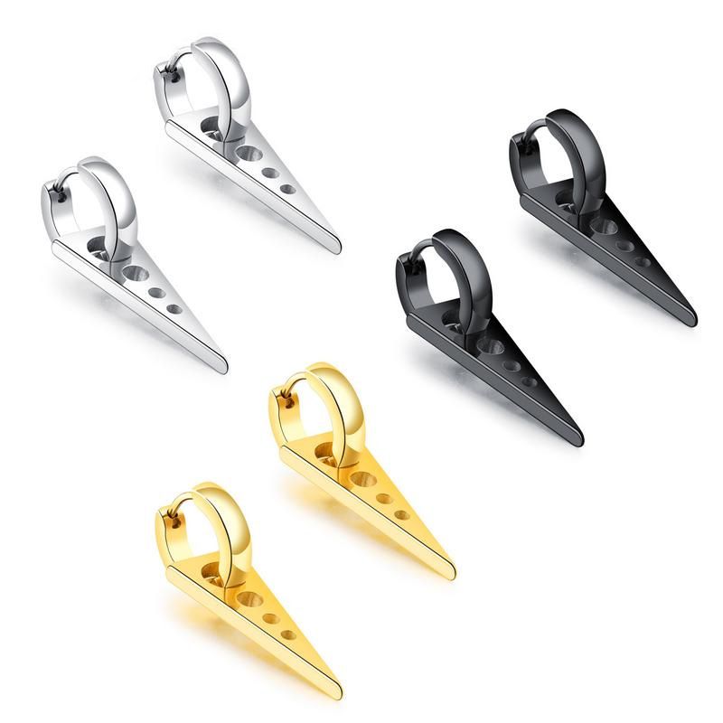 Pendientes colgantes en forma de triángulo para hombre y mujer, aretes de acero inoxidable, Piercing, joyería gótica, 2 unidades