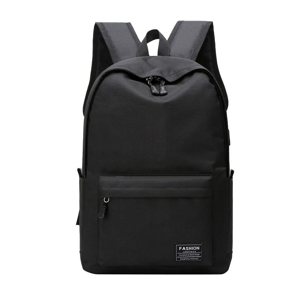 Men Business Laptop Casual Backpack Student Bag Outdoor Travel Backpack With USB Teenagers Men Women Student School Bags @18: Black