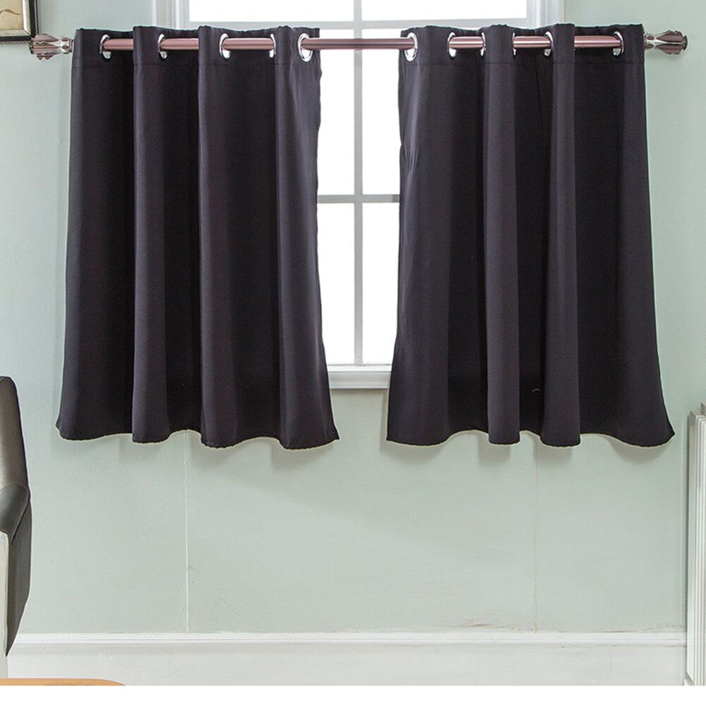 2pc Insulated Foam Lined Heavy Thick Blackout Grommet Window Curtain Modern Blackout Curtains For Living Room Bedroom: Black 