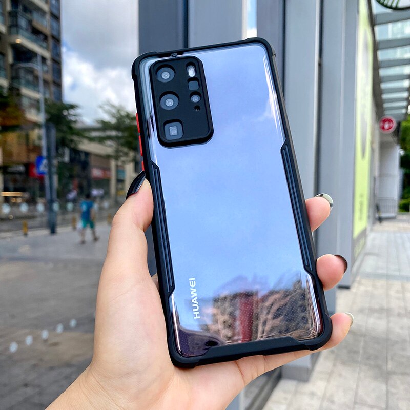 Luksusowe, odporna na wstrząsy rama jasne etui na telefony dla HUAWEI P40 P30 Pro Lite obiektyw pełna ochronna przezroczysta pokrywa dla Huawei P 40 P30