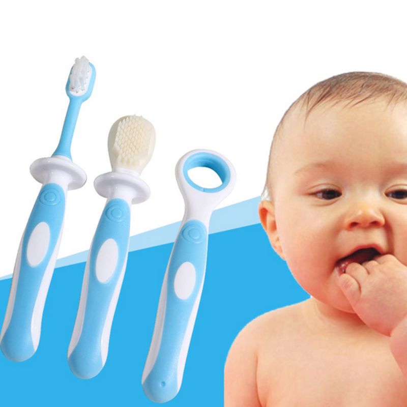 Baby toothbrushes Set Tongue Training Safety Cover Soft Healthy Infant Brushing Teeth