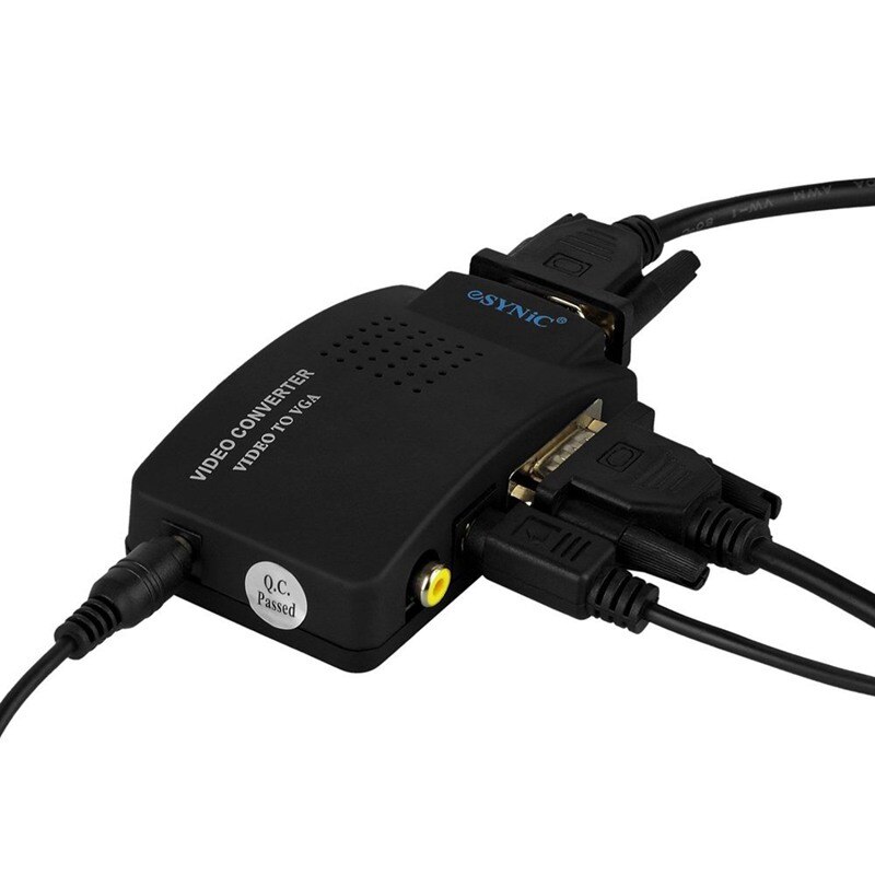 RCA Composite AV S-Video to VGA Converter Box CCTV DVR PC Laptop to TV Projector VGA Input to VGA Output Video Converter Adapter