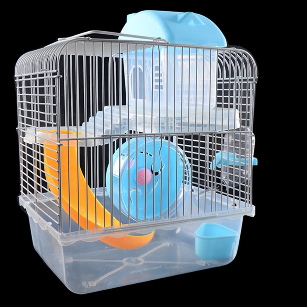 Plastic Hamster Cage Set 2-Tier Portable Hamster Carrier Plastic Hamster House for Rats Guinea Pig Hamster Accessories