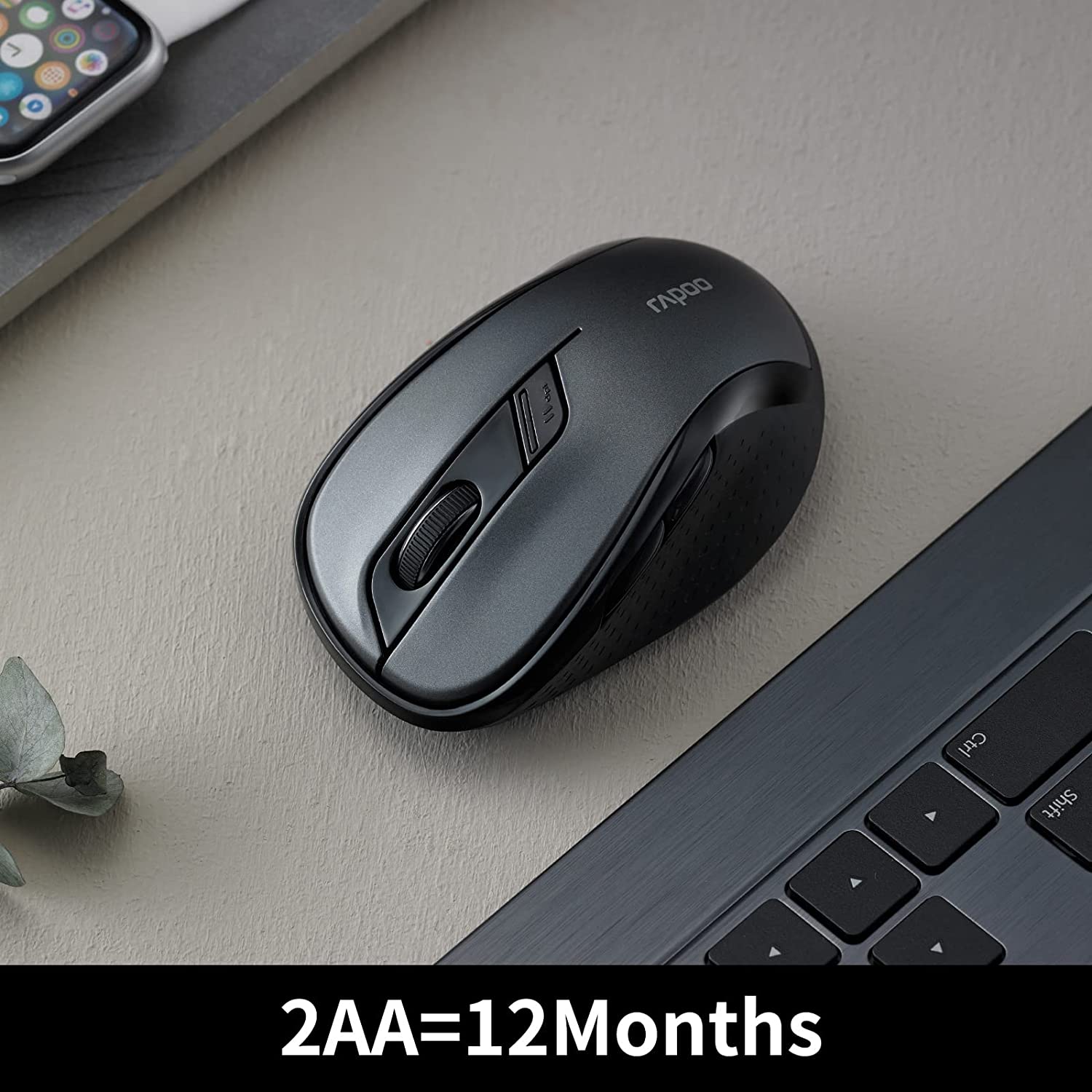 Rapoo M500G Multi-Device Bluetooth Mouse Noiseless Ergonomic Wireless Mouse for Computer PC Laptop 12 Months Long Battery Life