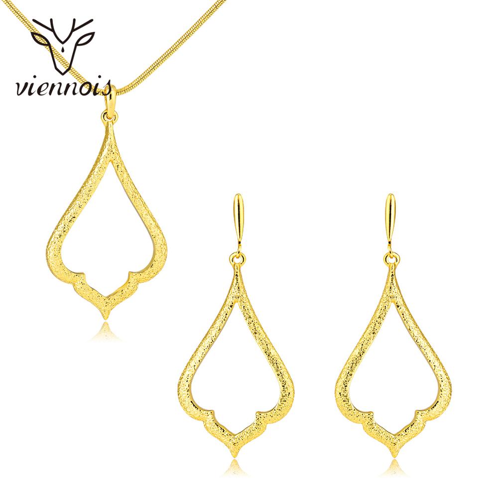 Viennois Vergulde Sieraden Sets Voor Vrouwen Minimalistische Geometrische Water Ketting En Oorbellen Dubai Sieraden Sets Voor Bruid
