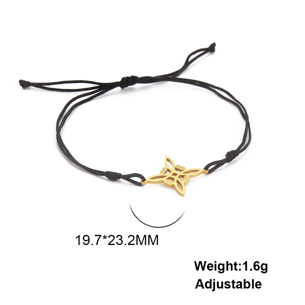 LIKGREAT Bracelet noeud de sorcière irlandaise pour femmes hommes noeud celtique réglable corde tissée bijoux acier inoxydable amulette Talisman: VERMEIL