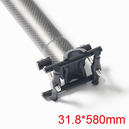 Tija de sillín plegable de fibra de carbono 3K para bicicleta, cubierta de carbono integrada, 31,8/33,9/34,9x580mm, , plegable,: 31.8x580mm