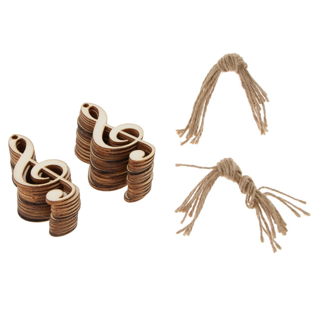 24PCS DIY Crafts Blank Wooden Embellishments Music Note Cutouts for Christmas Tree Party Home Decorations