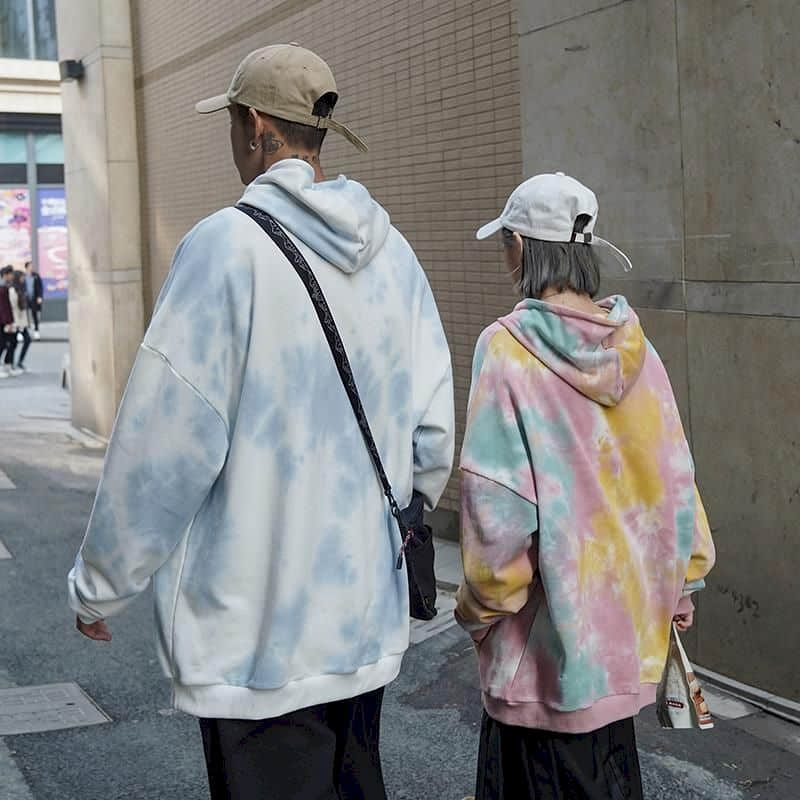 Par bære hættetrøjer niche sense efterår koreansk tie-dye sweatshirt herre trendy ins forår og efterår tynd jakke