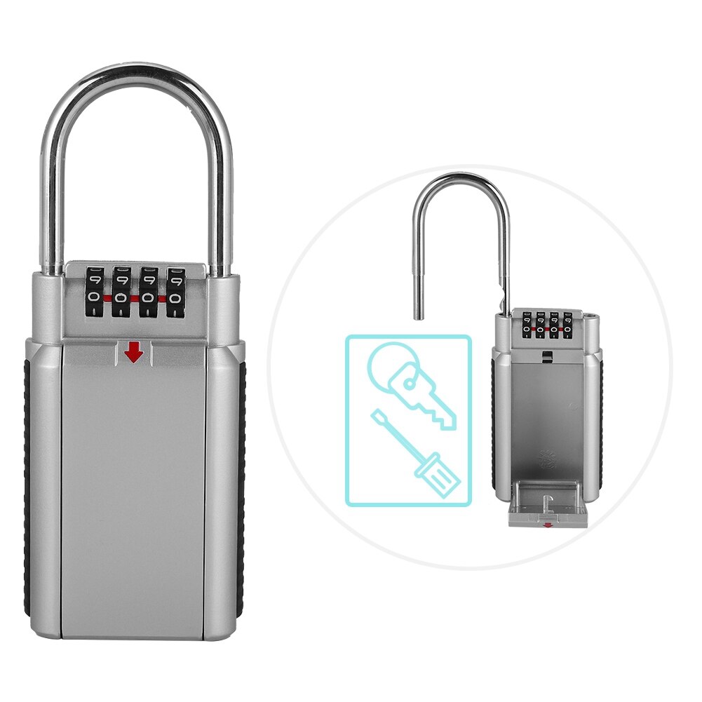 Metal password hængelås nøgle sikker opbevaring lås boks låseboks