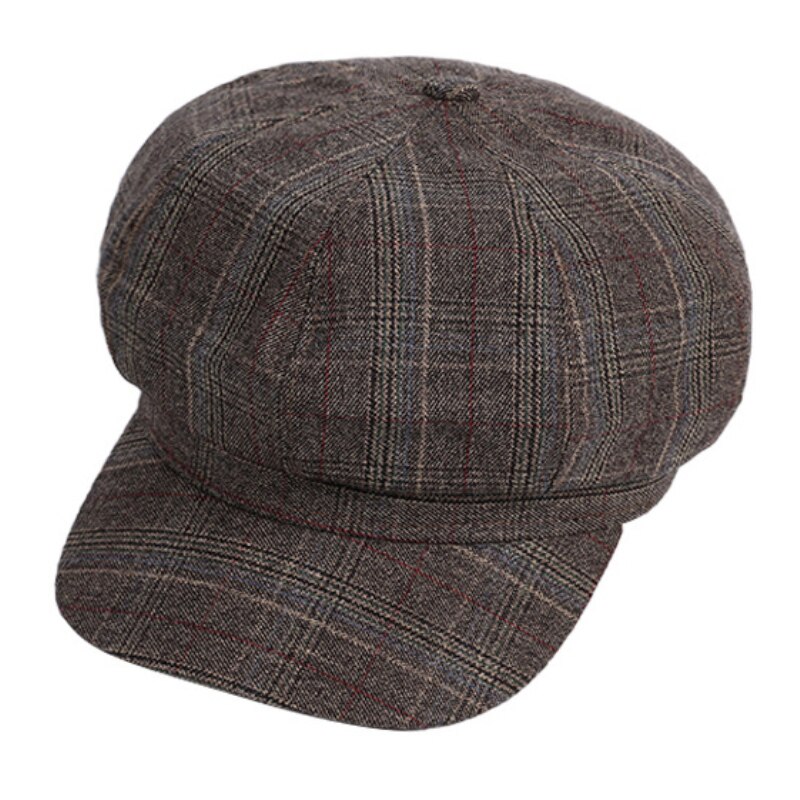 Boina de cuadros a cuadros para mujer, boinas de francesa, boinas de pata de gallo, boinas negras a cuadros, gorro de Newsboy, otoño e invierno, novedad
