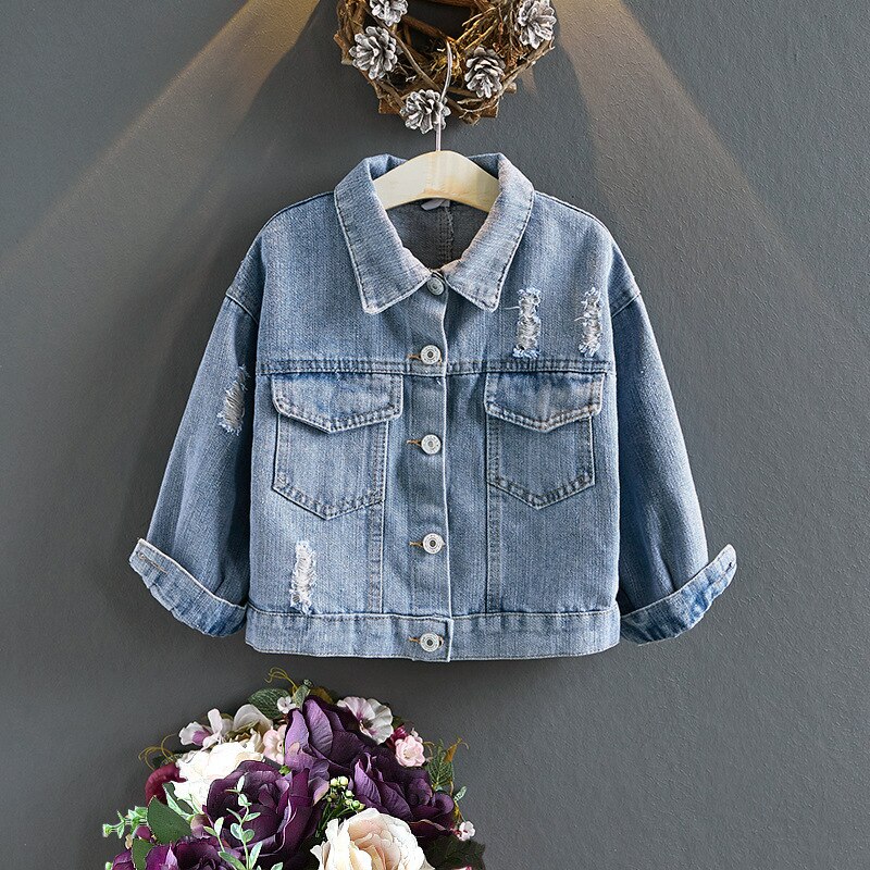 Baby mädchen Denim jacke neue blumen Denim kleidung Denim jacke herbst zurück gestickte Denim kleidung verlieren jacke mädchen Mantel